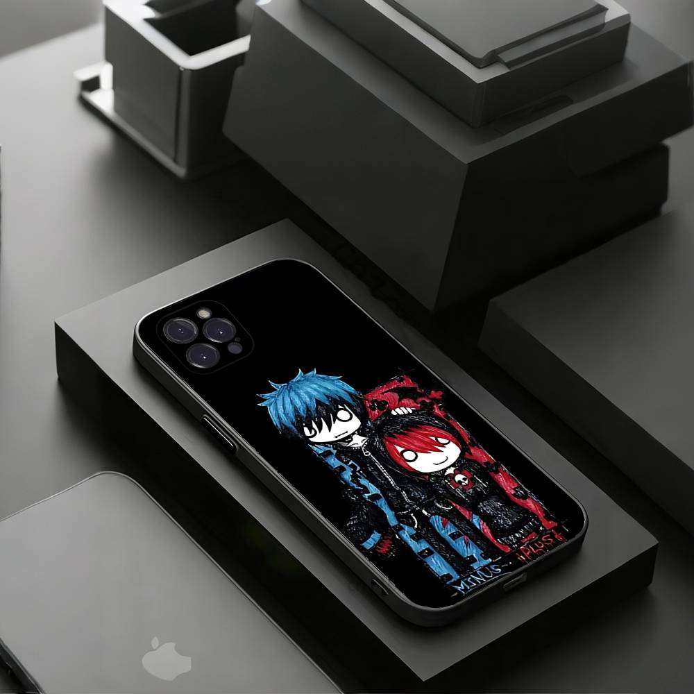 Love Black and Cute Emo Phone Cases For iPhone 17 16 15 14 13 12 11 Pro Max Plus Luxury Camera Protection Plastic