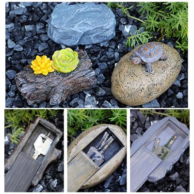 Ornament de grădină Ascunzător de chei Simulare de piatră Design Impermeabil Securizat în aer liber Cutie pentru chei din rășină