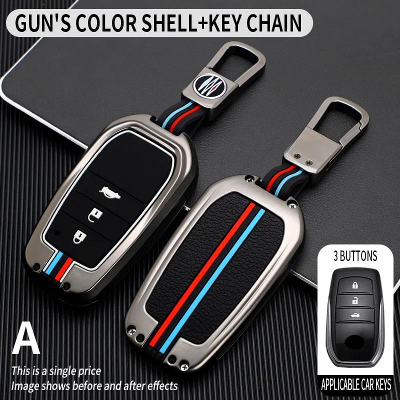 Zinc Alloy Car Key Case Cover for Toyota RAV4 Highland Coralla Hilux Fortuner Land Cruiser Camry Crown Keychain Accessories