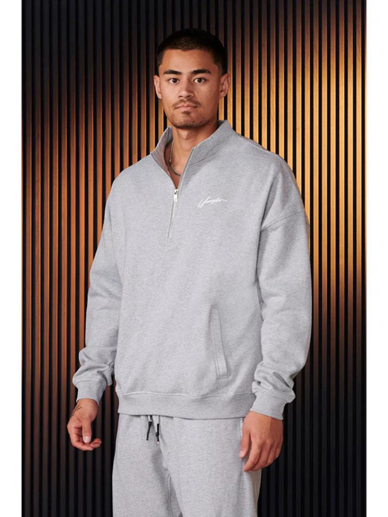 YoungLA Men's Cotton Half-Zip Athletic Sweatshirt - Long Sleeve Running & Fitness Jacket