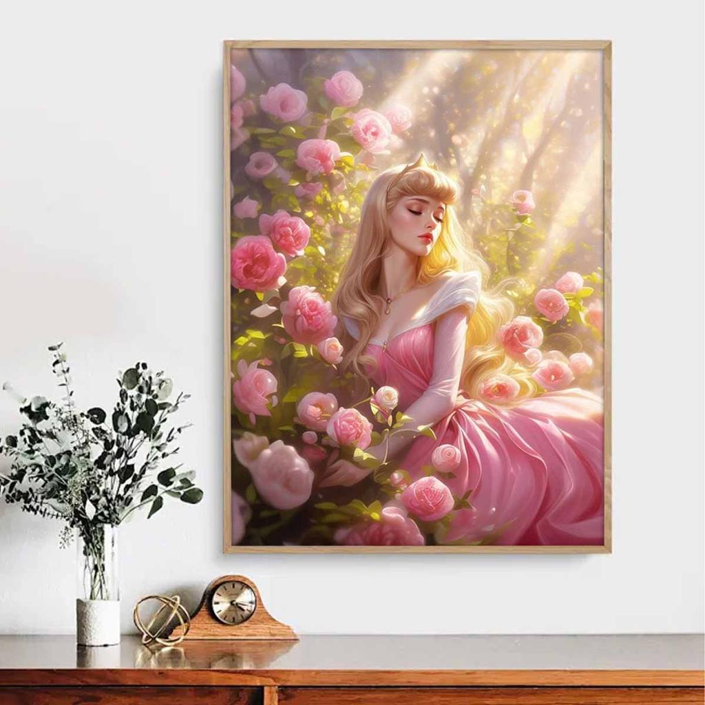 DIY Diamond Painting The Princess Among The Flowers Cross Stitch Kit Mosaic Art Diamond Painting Full Circle Diamond Home Decoration