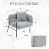 Modern single armchair with comfortable fabric backrest and two storage compartments, complemented by a practical side table.
