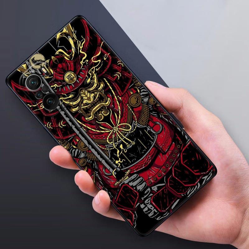 Samurai Oni Mask Tattoo Dragon Art Poco X3 NFC Case For Xiaomi POCO F3 F4 F5 Pro X3 X4 Pro 5G GT X5 M3 M4 M5 C51 C55 Phone Cover