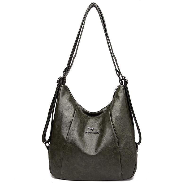 Borsa a tracolla retrò di grande capacità, zaino alla moda e versatile in morbida pelle PU, borsa a spalla casual da donna