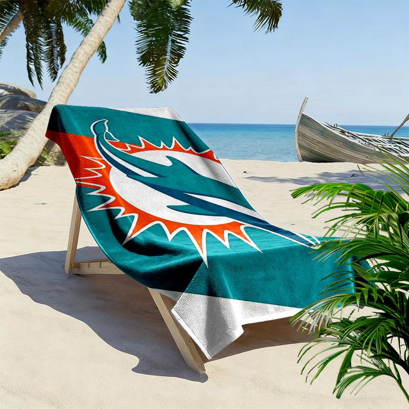 Miami Dolphins2 Print Beach Towel, Large Soft Quick Dry Towel for Beach Camping Swimming