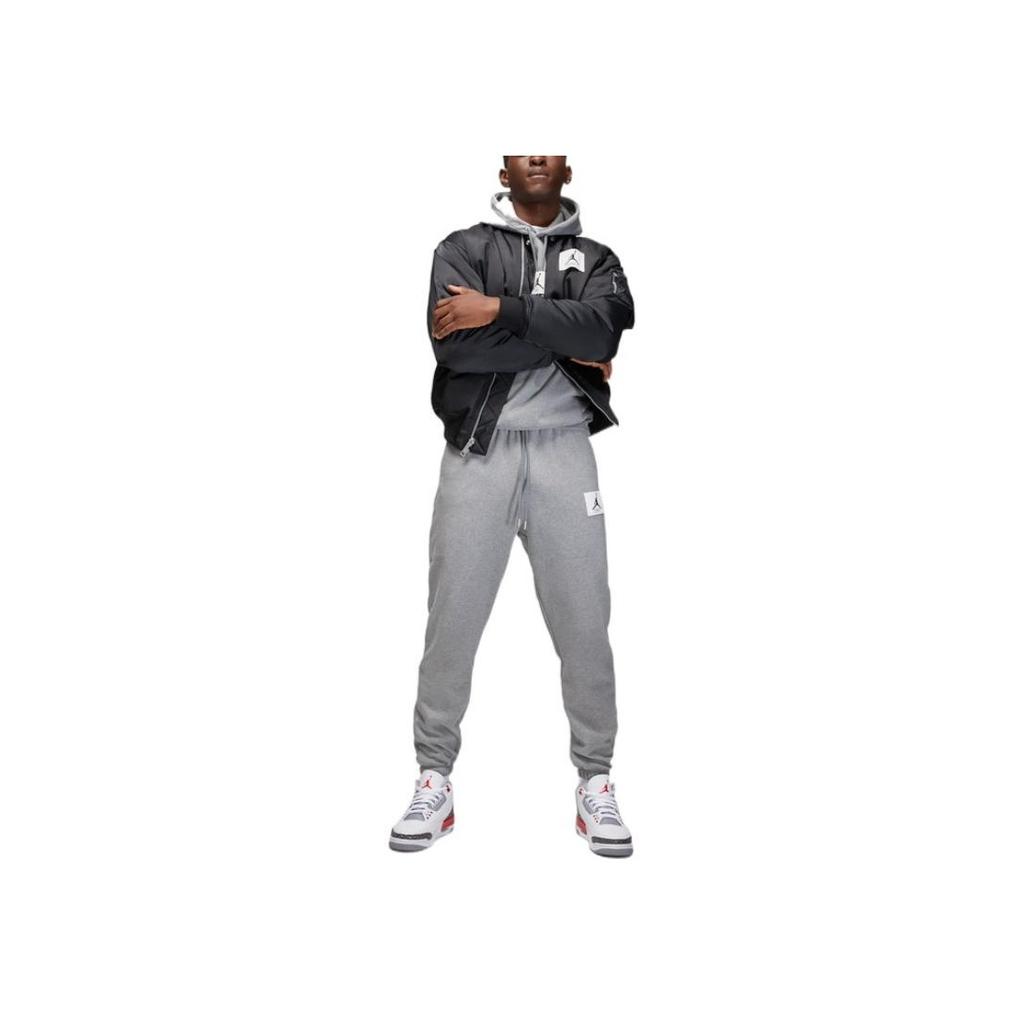 Jordan Solid Color Logo Elastic Waist Fleece-Lined Knit Jogger Pants Men Bottoms Grey DQ7469-091
