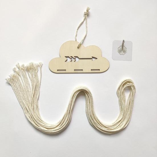 2 Pcs Wooden Cloud Hair Clip Organizer with Princess Headband Accessories, DIY Storage Hanging Pendant for Office Home Desktop Tabletop Organizer