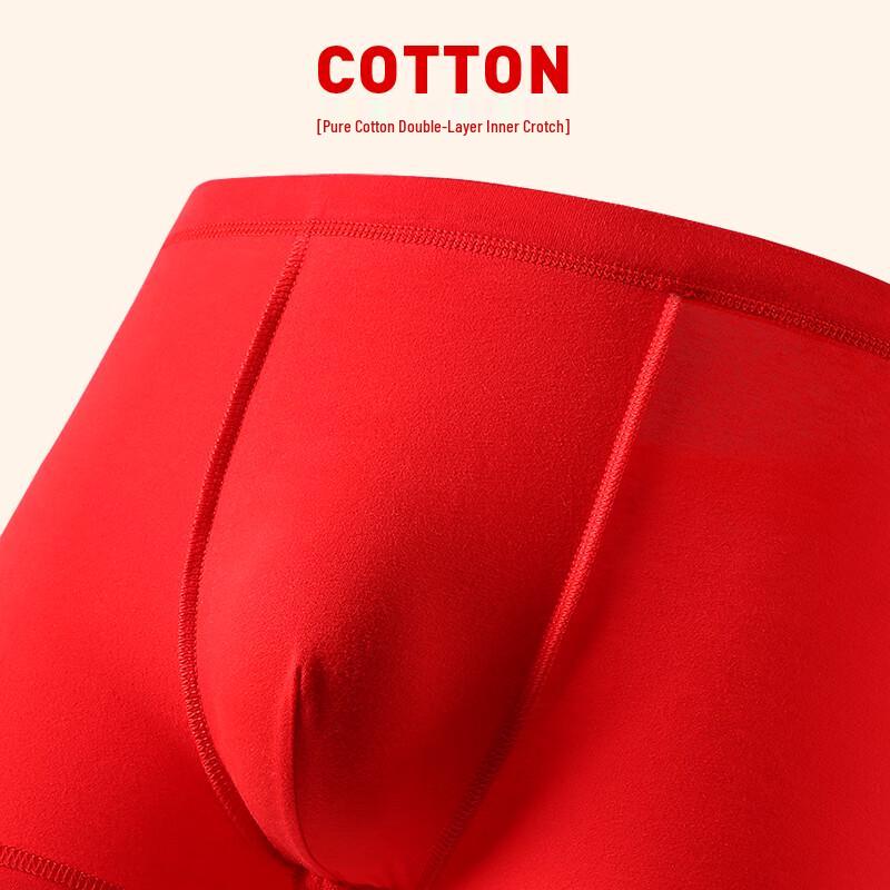 Langsha Men's Auspicious Red Cotton Boxer Briefs & Socks