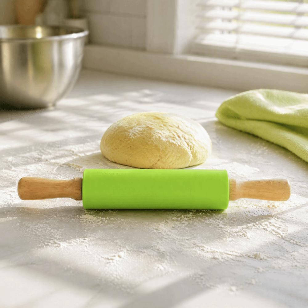 Solid Wood Handle Rolling Pin Non Stick Surface Pastry Roller  Dough Pancake Pastry Cookie