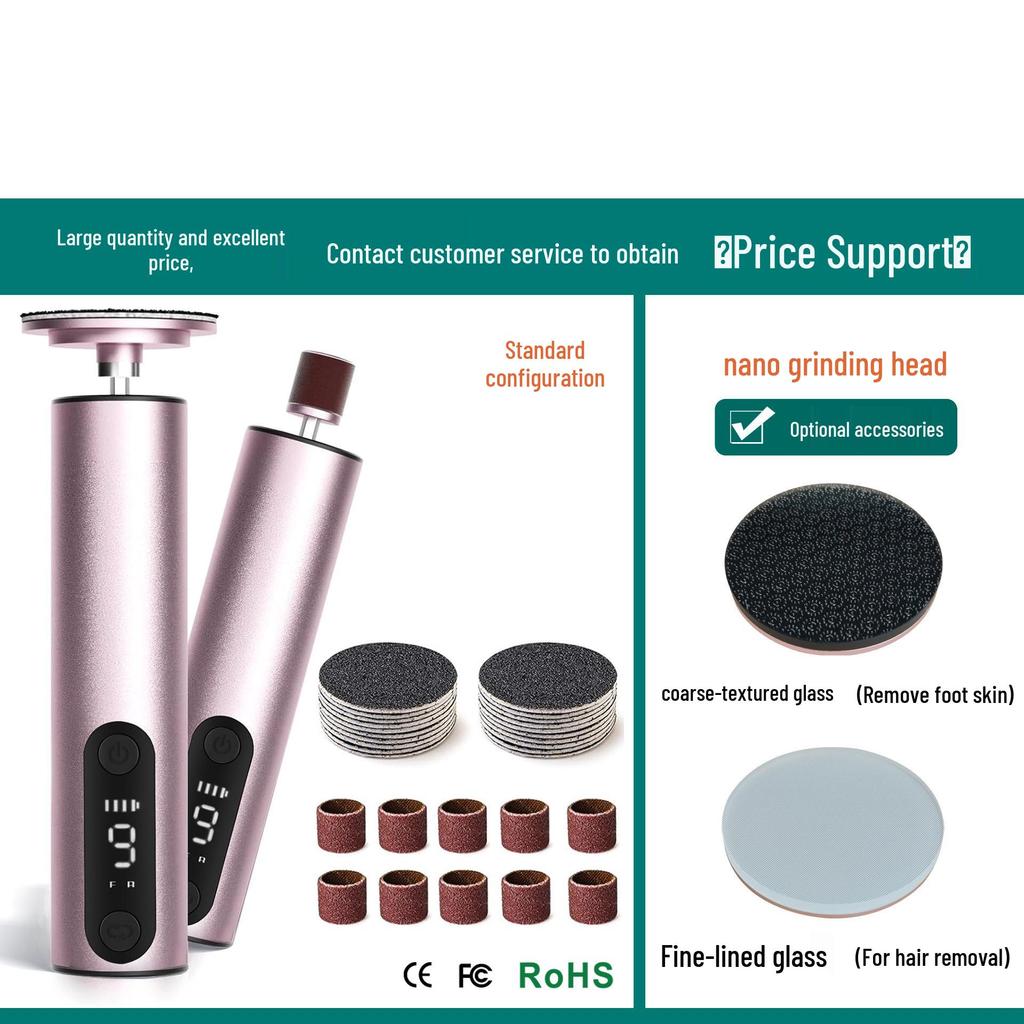 Rechargeable Electric Foot Scrubber & Grinder with Screen Display - Dual Function Pedicure/Manicure Tool with New Metal Body