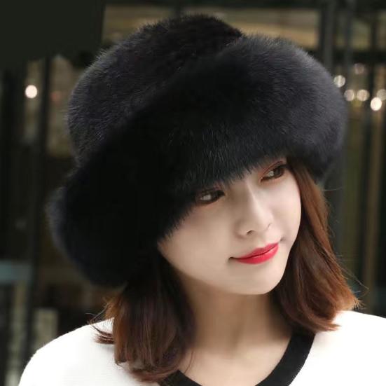 Women Hat Solid Color Fluffy Thickened Ear Protection Dome Winter Coldproof Elegant Russian Hat Faux Fur Headband Streetwear