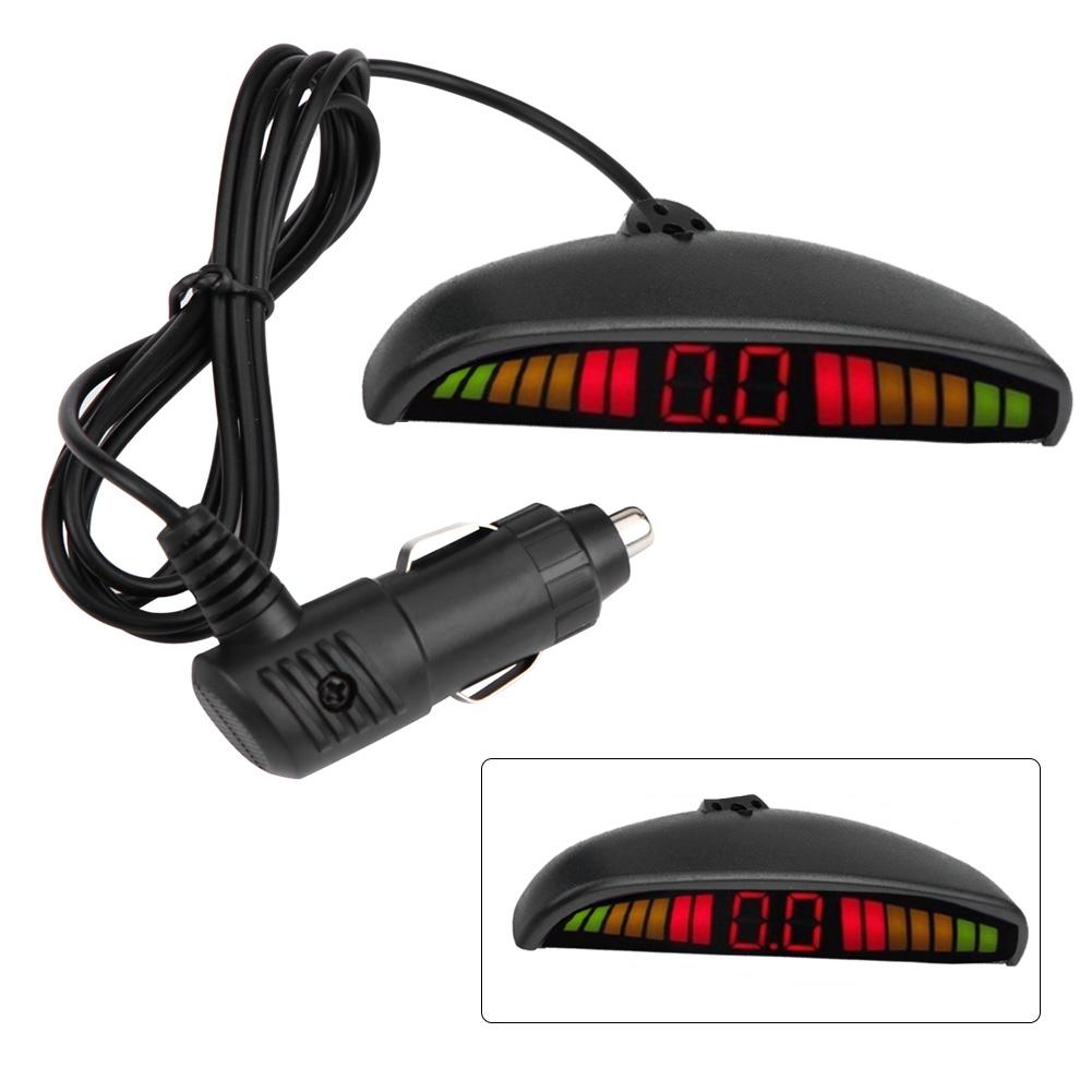 Car English Voice Broa ast Reverse Backup Parking Detector System with 4 Radar Sensor Black
