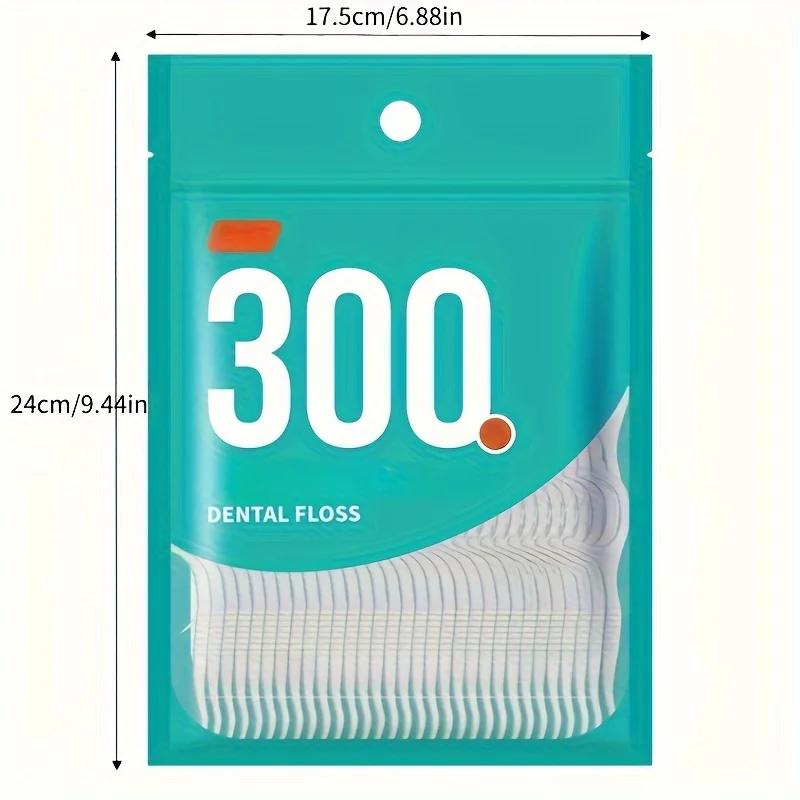 300 Pieces Per Bag, Floss Sticks Dental Flosser, Polymer Smooth Floss Picks Oral Hygiene Cleaning Brushes, Teeth Cleaning Tools.