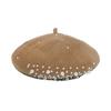 Women Fashion Wool Beret Custom Elegant Girls Beret with Pearl Rivets Wool Beret for Lady