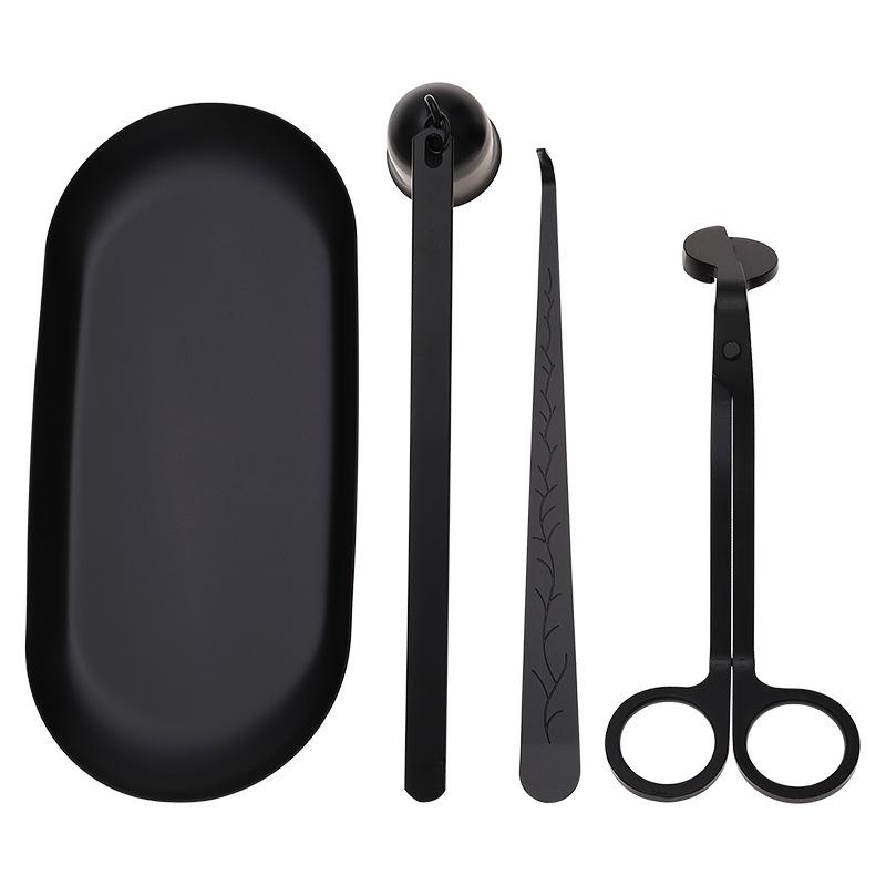 Kerzenlöscher und Schere aus Edelstahl Schwarz Aromatherapie-Werkzeug 4-teiliges Set