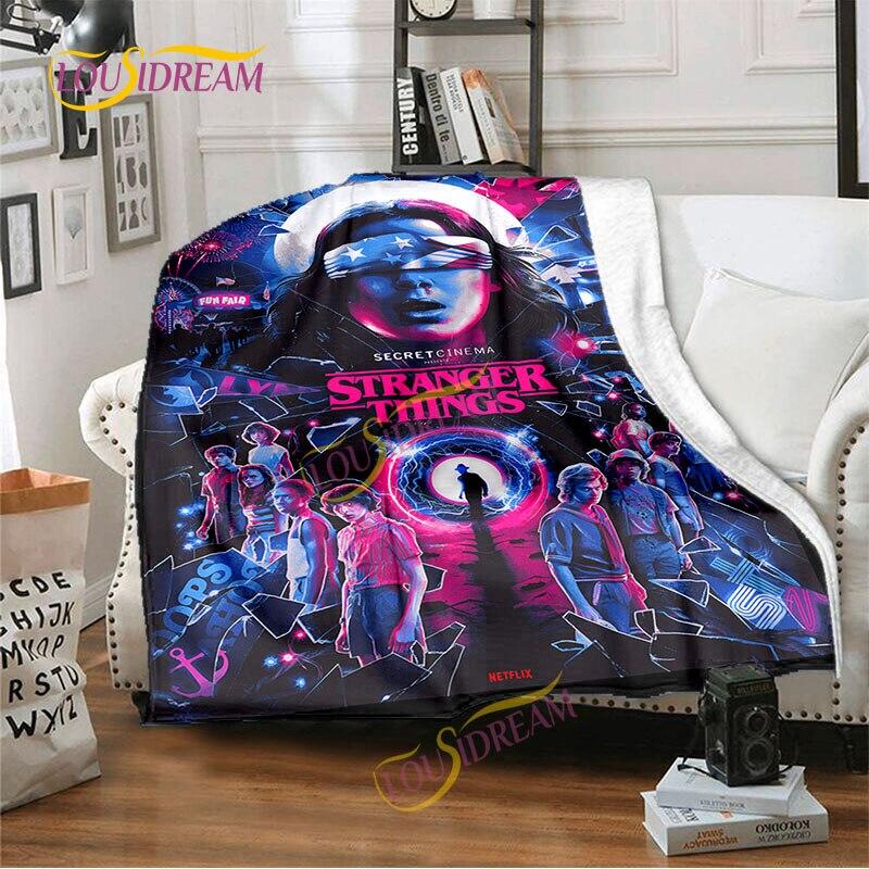 Stranger Things Flannel Blanket  Warm Comfort  Blanket Home Office Noon Break Blanket Travel Bed Sofa Washable Blanket.