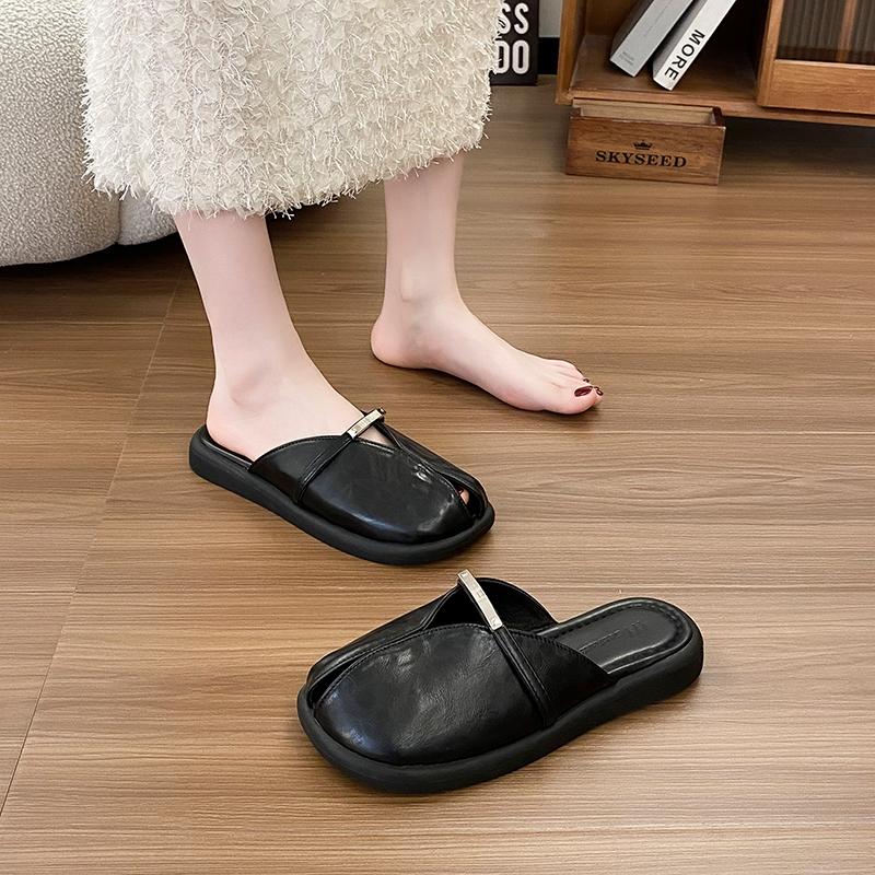Fashion Beach Shoes Slippers Women Summer Slides Loafers PU Fashion Square Toe Sabot Luxury Scandals Slippers Casual Beach Shoes PU Slid