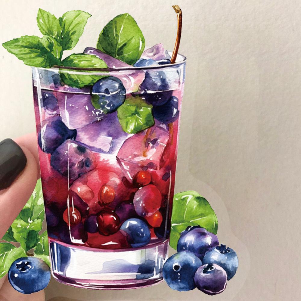50pcs Creative Summer Beverages PET Transparent Material Stickers Handheld Account Material Decorative Decal