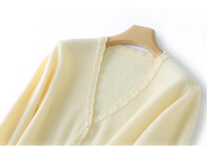 2025 A/W Women's V-Neck Pure Wool Jacquard Knit Cardigan Sweater