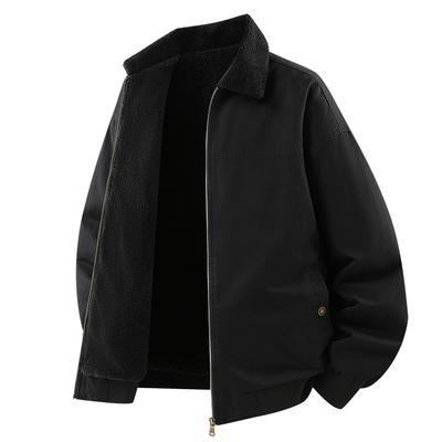 Lamb Wool Jacket for Men, Winter Outdoor with Thick and Warm Cotton Jacket, Lamb Wool Workwear, Cotton Jacket
