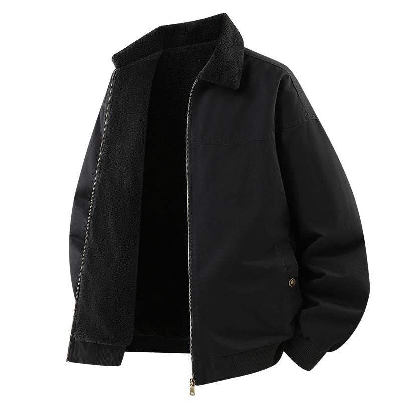 

Куртка из овечьей шерсти для мужчин, зимняя уличная с толстой и теплой хлопковой курткой, рабочая одежда из овечьей шерсти, хлопковая куртка L чёрный