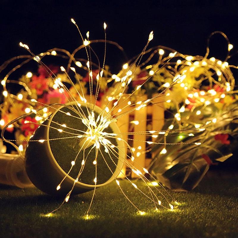 Firework Copper Led Fairy Wire String Lights Remote Control Christmas Decor