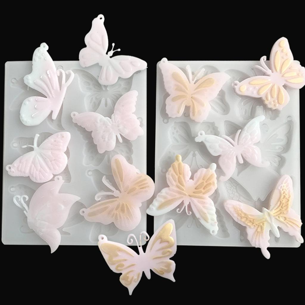 Moldes de resina para joyería, llaveros, mariposas y silicona para fundición de resina, colgantes, llaveros y pendientes.