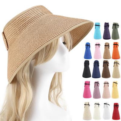 קיץ כובע קש לנשים מגן שמש נושם טופ ריק מתקפל לנסיעות מגן שמש כובע מצחייה