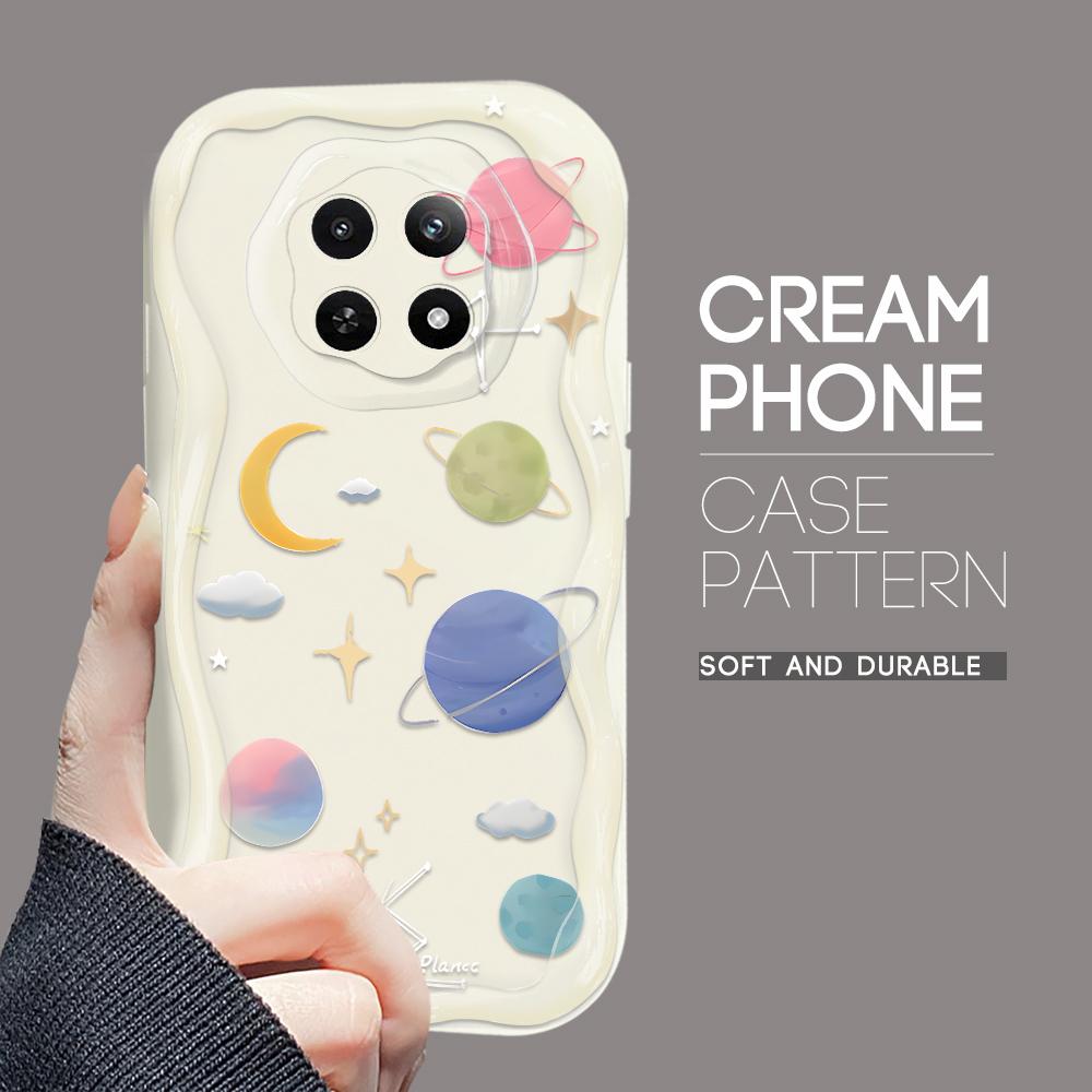 Kreslený vzor krémová textura pouzdro vlnitý okraj měkký silikonový kryt pouzdro na telefon pro OPPO Reno Realme OnePlus Vivo