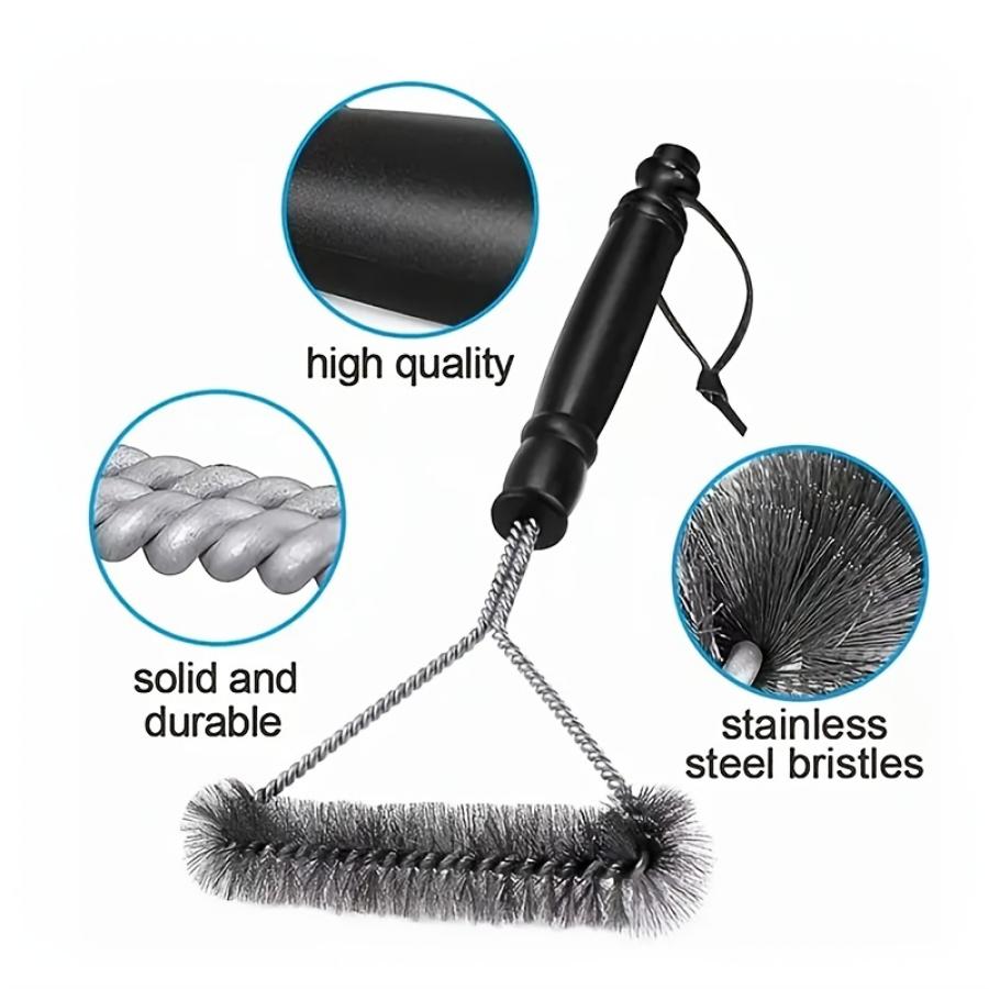 1pc Extra-Long Handle Y-Design Grill Cleaner Brush - Durable Stainless Steel Bristles for Non-Stick BBQ Cleaning - Ideal Outdoor Grills Accessory