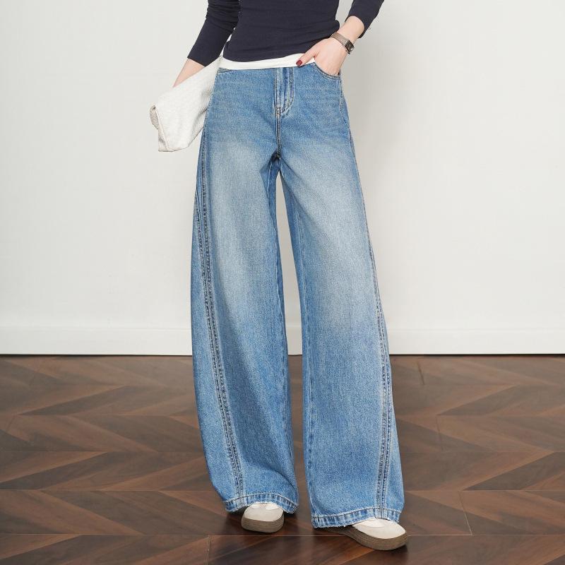 Damen Weite Hosen mit Hoher Taille - Retro Lockerer Schnitt, Schlankmachender Bananenstil für Frühling/Herbst