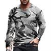 Spring men's digital printed long sleeved T-shirt round neck loose sports camouflage printed 3D T-shirt