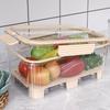 PET Produce Storage Container with Lid and Carry Handles, Clear Food Box for Refrigerator Shelf, Countertop, and Lunch Prep