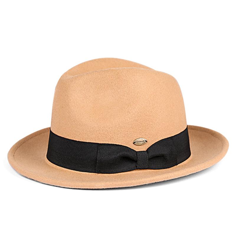 Zylinderhut aus Wolle mit großer Krempe und breiter Kante, Jazzhut, Cowboyhut, britischer Gentleman-Hut, Herbst und Winter, bequemer, modischer, warmer Filzhut