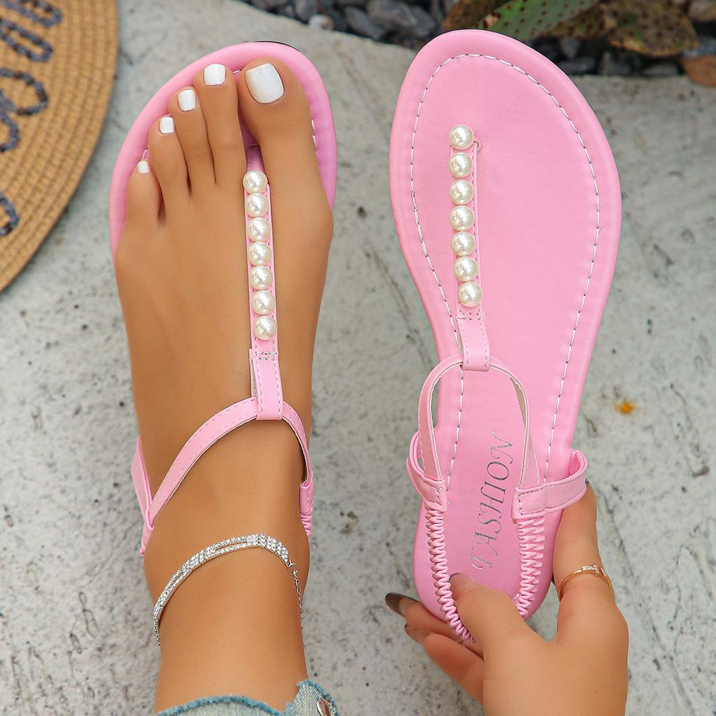 Fashion 2025 New Summer Sandals Women Fashion Casual Beach Outdoor Flip Flop Sandals Beads String Ladies Flat Shoes Size 35 43 Slip On