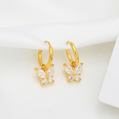 GemChic Damörhängen Mode Utsökta Örhängen med Inbäddad Zirkon Fjäril Söta Coola Örhängen Födelsedag Jul Smyckespresent