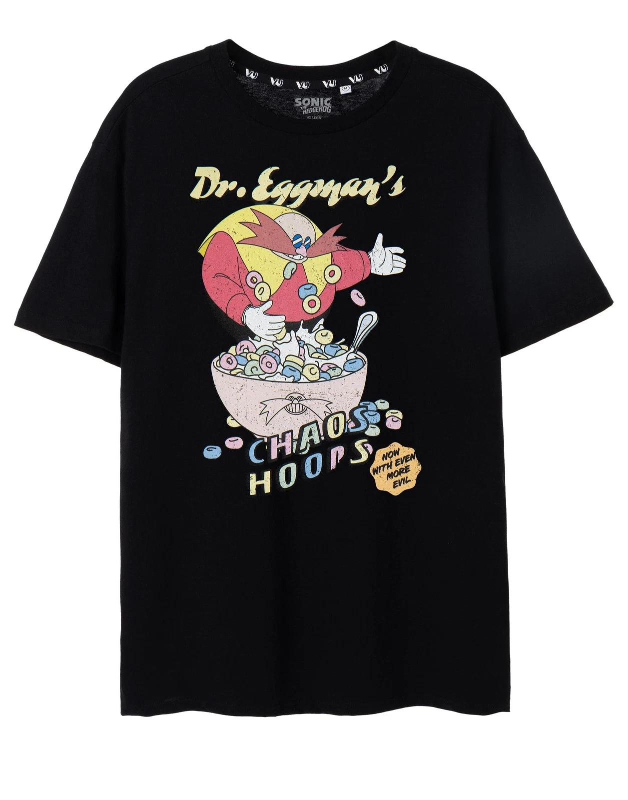Sonic the Hedgehog Black Chaos Hoops Short Sleeved 100% Cotton T-shirt Mens Tees Top Mens S