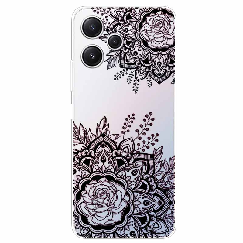 For Xiaomi Redmi 12 Case Flowers Clear TPU Silicon Funda Capa On for Redmi 12 4G / Redmi12 5G Soft Covers Transparent Coque Bags