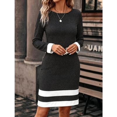 Rochie scurtă casual de modă pentru femei, cu imprimeu 3D și mânecă lungă