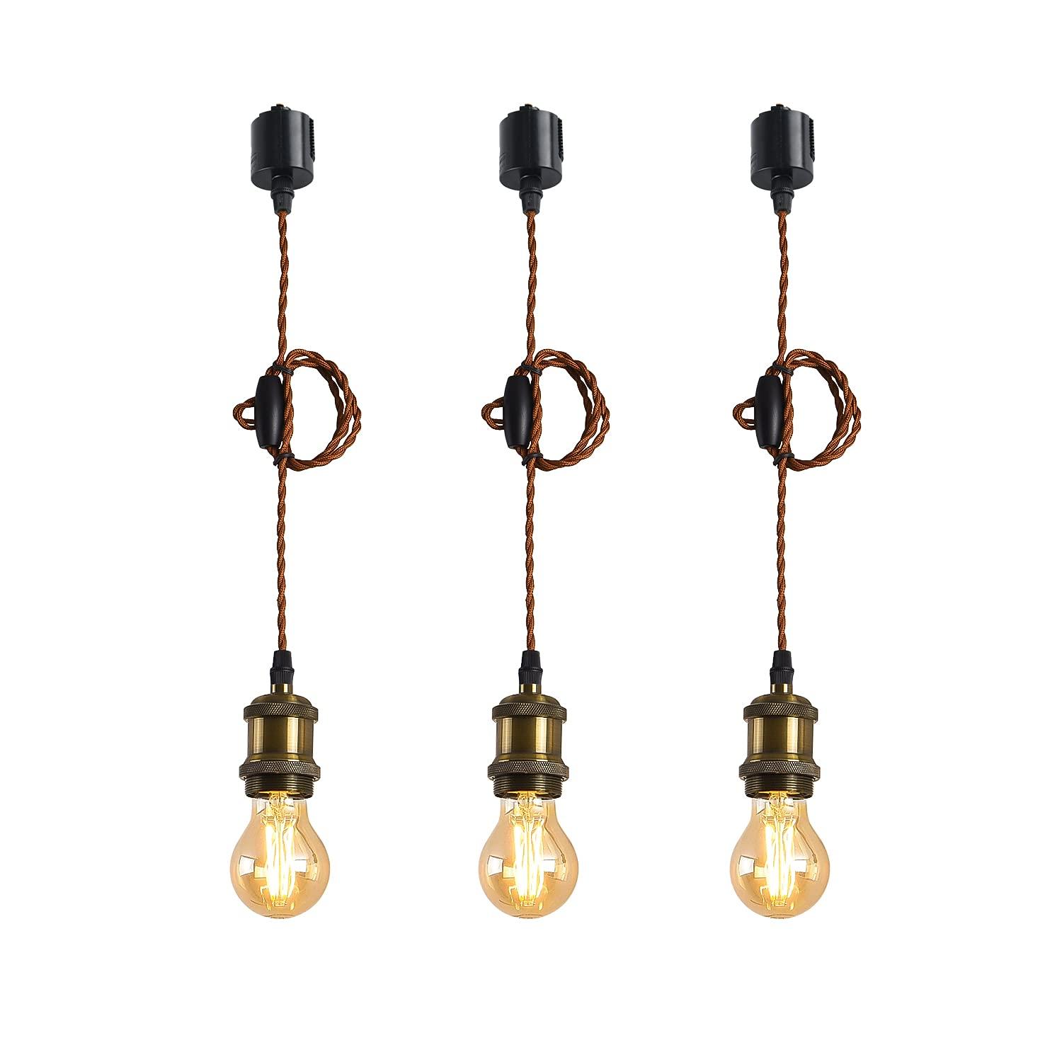 

LVWIT Pendant Light, E26 Base, with LED Bulb, Filament Bulb, Bulb Socket, Lighting Fixture for Wired Duct Rail, Ceiling Lighting, Hanging Light,