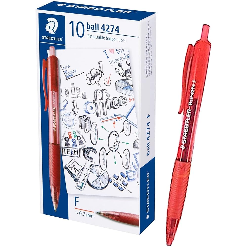 STAEDTLER (STAEDTLER) Ballpoint Pen 0.7mm (F) Red Ink Set of 10 Retractable Ballpoint Pen Ball427...