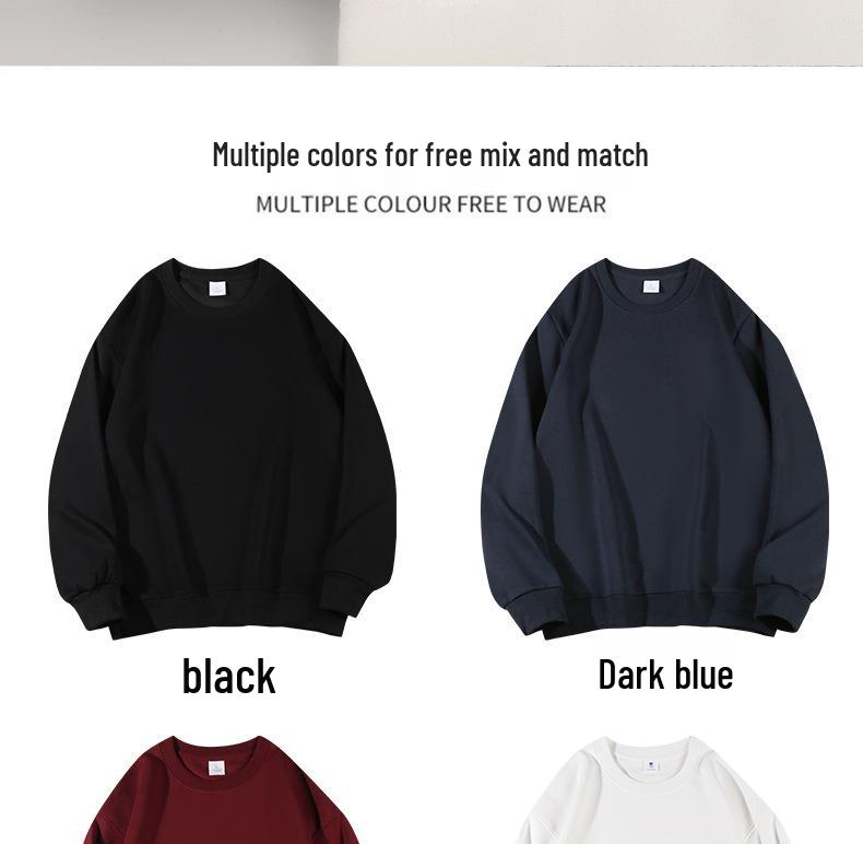 Unisexowa bluza bawełniana z podszewką z polaru o dużej gramaturze - Gruba, luźny krój, okrągły dekolt, styl z opuszczonymi ramionami