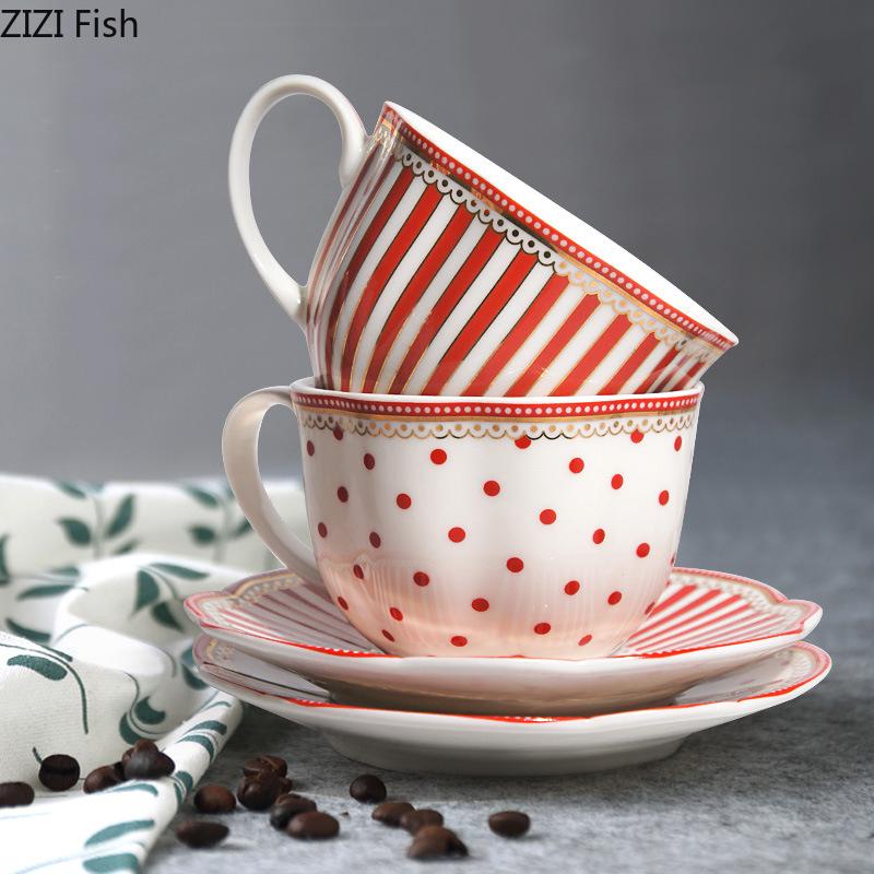 Pop Art Striped Polka Dots Ceramic Cup&saucer Dining Table Coffee Cup Milk Mugs Afternoon Tea Teacup Fruit Juice Container