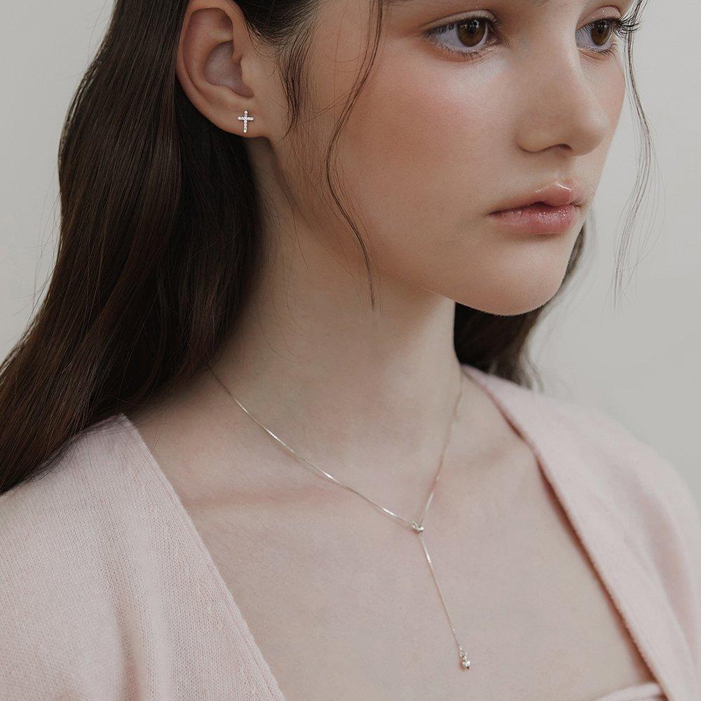 (92.5 Silver) Heart Tail Y-Line Necklace Nz2425
