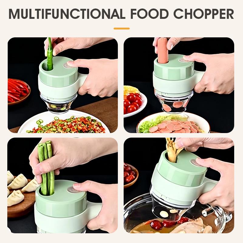 Maisons kitchen gadgets 4-in-1 handheld electric vegetable cutter set multifunctional food chopper environmentally friendly stainless steel