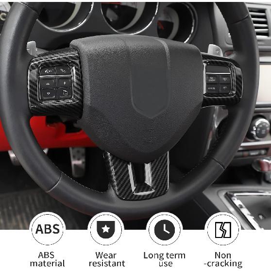 Linskip Steering Wheel Trim Compatible with Dodge Charger/Challenger/Durango/Dart 2009-2014 & Journey 2013-2022, Steering Wheel Cover for Charger
