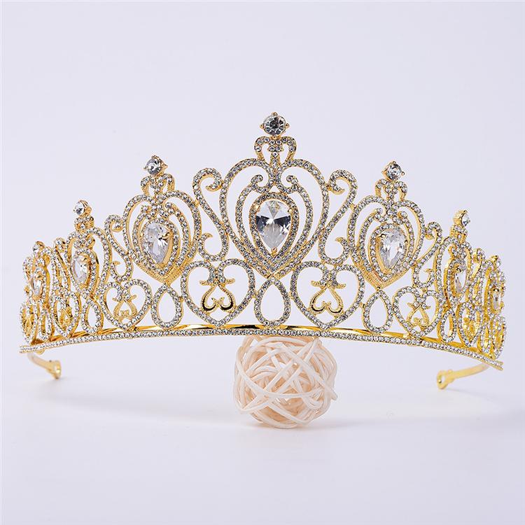 Women Bridal Wedding Crown Tiara Bridal Accessories Gold Plated Pageant Crown