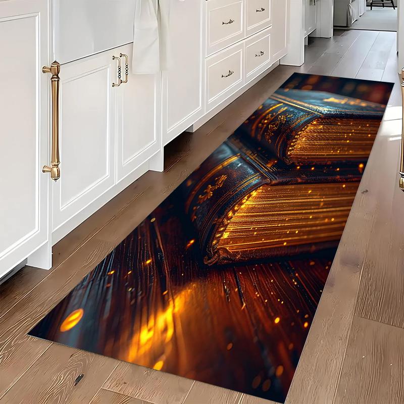 

1 Creative Exquisite Book Cover Pattern Carpet Non Slip Mat for Living Room Bedroom Kitchen Bathroom Perfect or Home Decoration 50x150CM