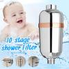 10 Stage Bath Water Purifier Bathroom Shower Filter 1/2'' Health Softener Chlorine Removal Universal Water Treatment Silver