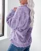 Autumn Winter Casual Loose Plush Pullover Shirt with Lapel and Long Sleeves